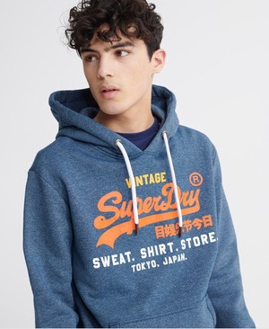 Superdry Sweat Ing Shop Tri Férfi Kapucnis Pulóver Kék | WBVOI2105